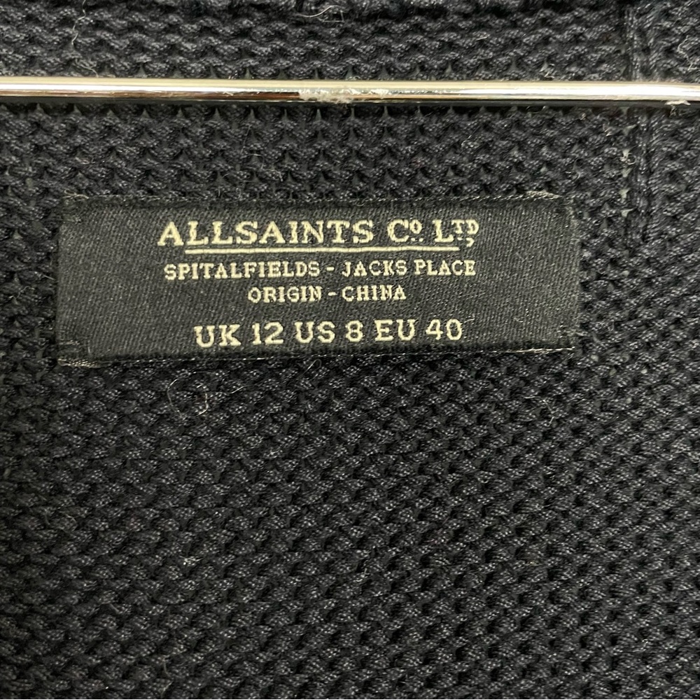 All Saint Spitafields Contrast Knit Long Cardigan Black Size 8 - Picture 8 of 12